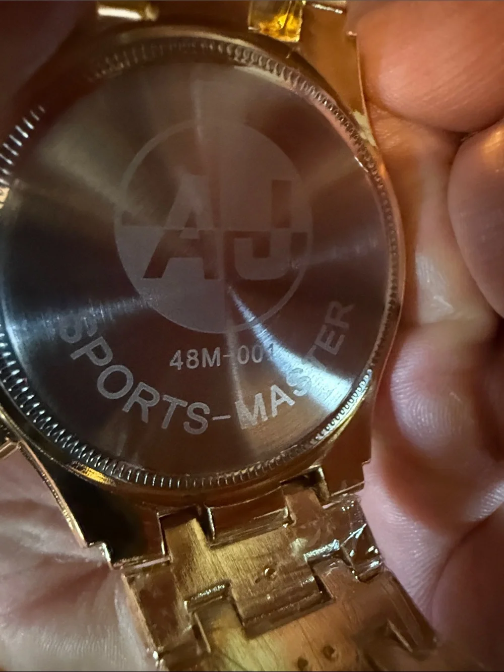 AJ Collection 48 amp Gold-Tone Chronograph Wristwatch with Black Dial
